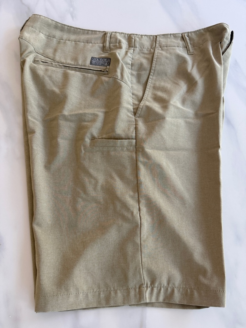 Volcom Surf & Turf Men's Light Khaki Stretch Quick Dry Casual Shorts Size 36
